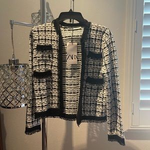Zara black and white tweed jacket! Never worn!